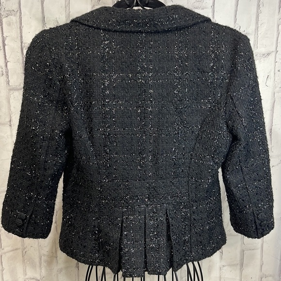B Wear by Byer California Blazer 3/4 Sleeve Black & Metallic Silver Thread Tweed - Picture 9 of 13